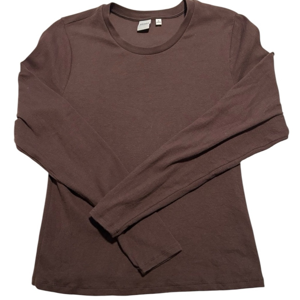 Aritzia HomeStretch Rib Solo Long Sleeve T Shirt Color Rich Mocha Brown Size XL